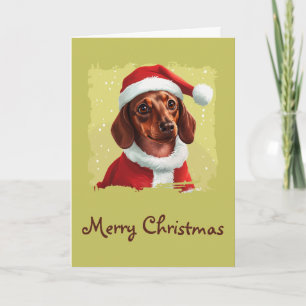 Cartão Dachshund Com Roupa De Papai Noel - Natal 1
