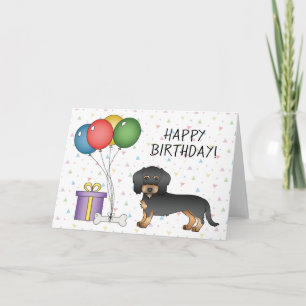 Cartão Dachshund de Arame Preto e Castanho Feliz Aniversá