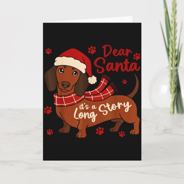 Cartão Dachshund Dog Dear Santa Its A Long Story Funny Ch (Frente)