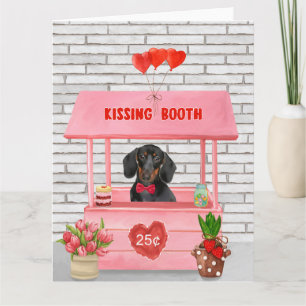 Cartão Dachshund Dog Dia de os namorados Beijando Booth