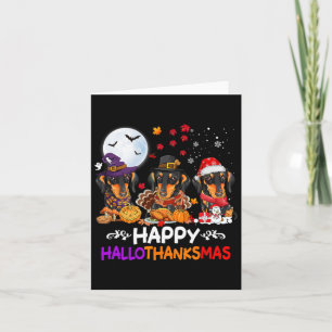 Cartão Dachshund Dog Natal Feliz Obrigados de Hallothankm