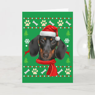 Cartão Dachshund Dog Ugly Christmas