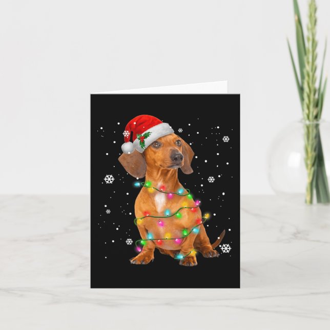 Cartão Dachshund Dogs Natal Em Árvore Presentes Para Pet (Frente)