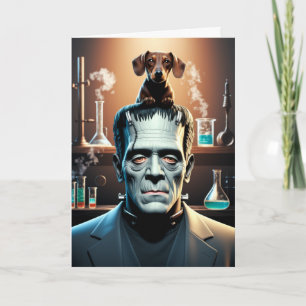 Cartão Dachshund e Frankenstein Card
