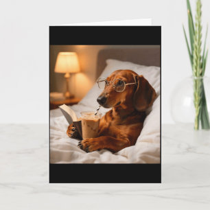 Cartão Dachshund engraçado bebendo café gelado amante do 