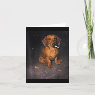 Cartão Dachshund engraçado meme cigarro cachorro meme