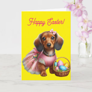 Cartão Dachshund Feliz Páscoa
