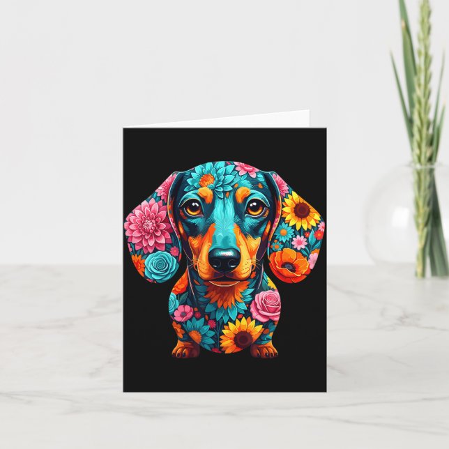 Cartão Dachshund Flower Funny Dog  (Frente)