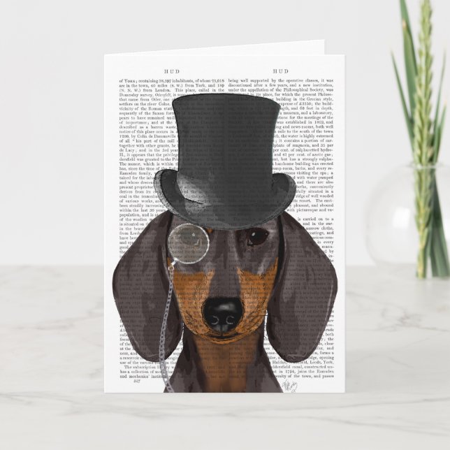 Cartão Dachshund, Formal Hound and Hat (Frente)