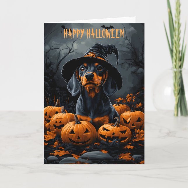 Cartão Dachshund Halloween (Frente)