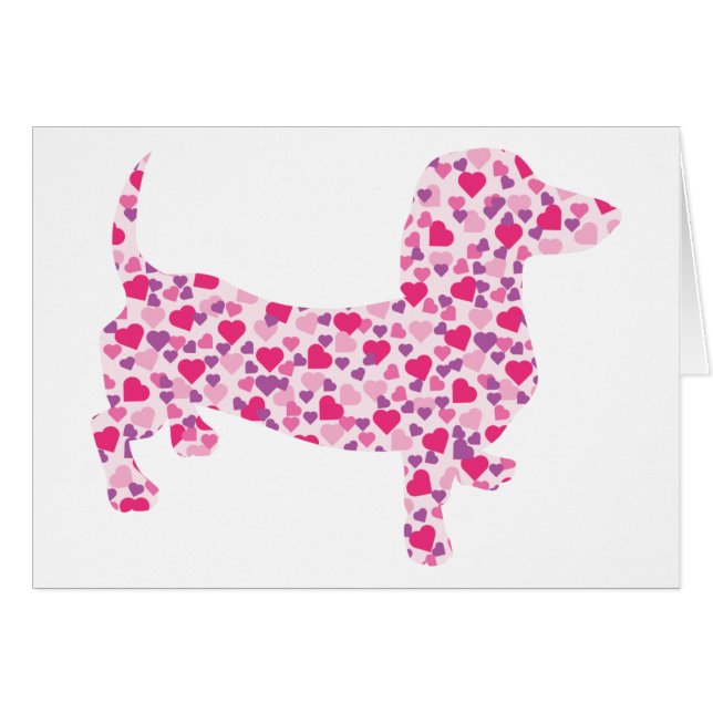 Cartão Dachshund Hearts (Frente Horizontal)