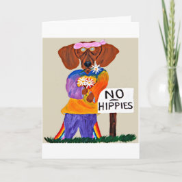 Cartão Dachshund Hippie no sinal Sem Hippies