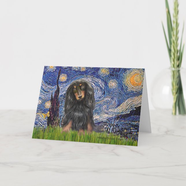 Cartão Dachshund (LHBT) - Starry Night (Frente)