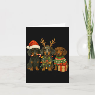 Cartão Dachshund Natal Cachorro Salsicha Chapéu do Papai