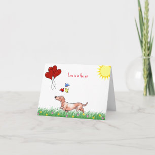 Cartão Dachshund no Dia dos Namorados 