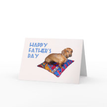 Dachshund on cushion, Happy Father's Day