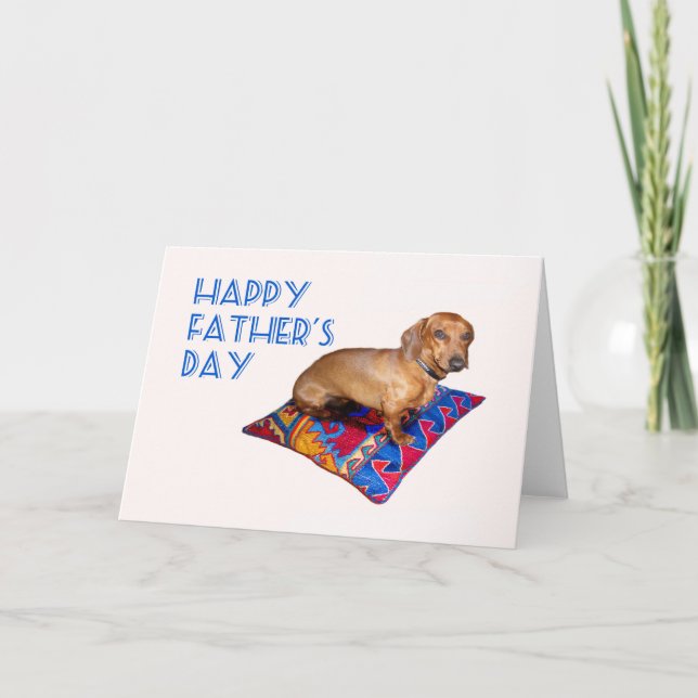 Cartão Dachshund on cushion, Happy Father's Day (Frente)