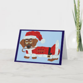 Cartão Dachshund Papai Noel com um Chiclete 
