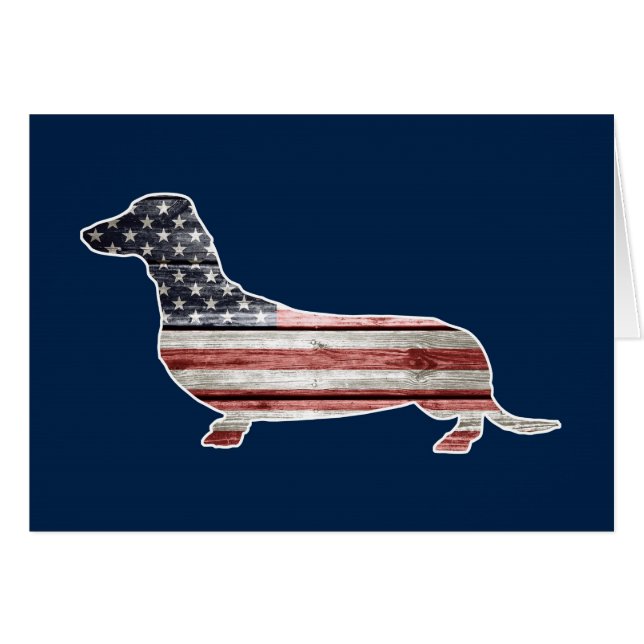 Cartão Dachshund patriótico com bandeira americana (Frente Horizontal)