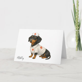 Cartão Dachshund Personalizado para Melhoras Rápido