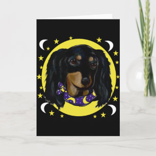Cartão Dachshund Preto de Cabelo Longo