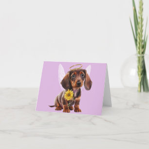 Cartão Dachshund Puppy Angel Saudação Em Qualquer Ocasião