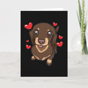 Cartão Dachshund Puppy com corações