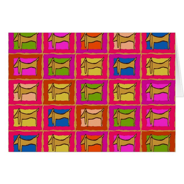 Cartão Dachshund Quilt Cães Com Til (Frente horizontal)