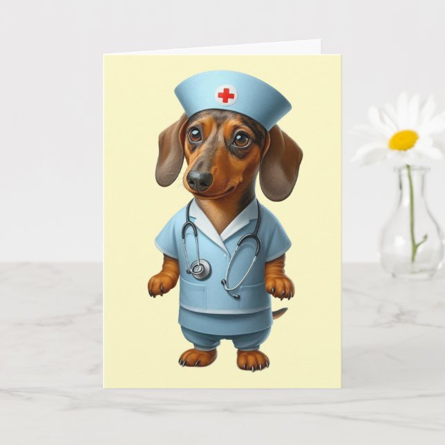 Cartão Dachshund Recupere-se (Planta pequena)