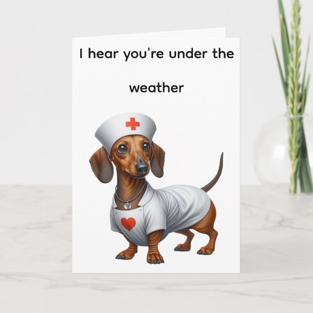 Cartão Dachshund Recupere-se (Frente)