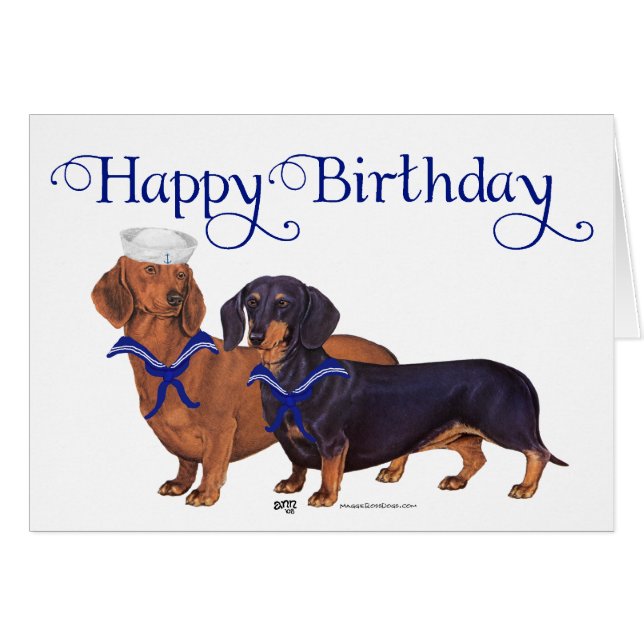 Cartão Dachshund Sailors (Frente Horizontal)