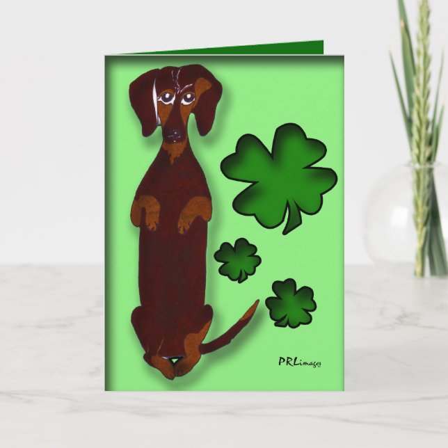 Cartão Dachshund Sidney St. Patrick's Day Card (Frente)