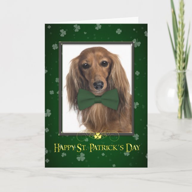 Cartão Dachshund St. Patrick's Day Card (Frente)