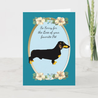 Cartão Dachshund Teal Floral Sympathy ou Pet Loss