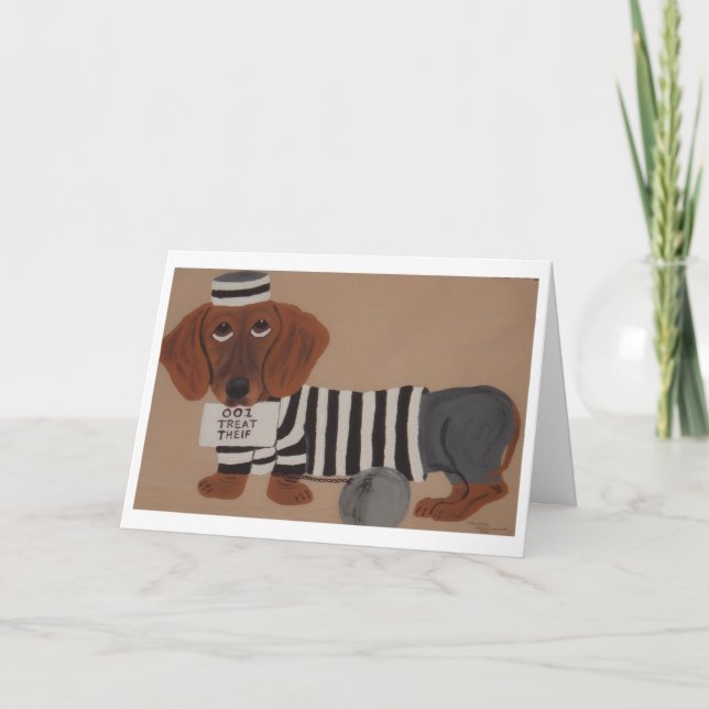 Cartão Dachshund Treat Thief Jailbird (Frente)