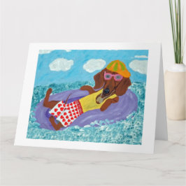 Cartão Dachshund Vagabundo de Praia