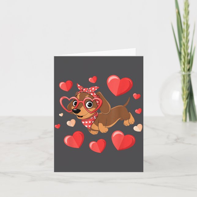 Cartão Dachshund Valentines Day Wiener Dog Lover Weenie H (Frente)