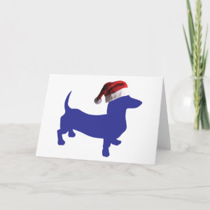 Cartão Dachshund vestindo um chapéu de Papai Noel