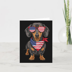 Cartão Dachshund Wiener Eua Flag 4° 04° De Julho América