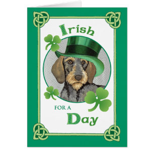 Cartão Dachshund Wirehaired do dia de St Patrick