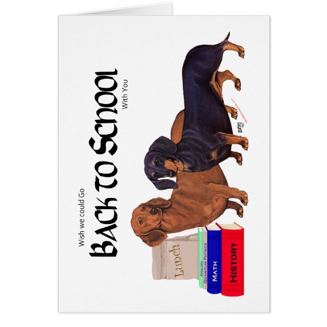Cartão Dachshunds de Volta às Aulas (Frente)