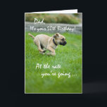 Cartão Dad, 50th Birthday Puppy Running<br><div class="desc">Give your wishes to your dad with this cute and funny card. This puppy is running through the grass so fast before the years catch him. As your dad gets worried of getting old,  bring a smile as you give humor with your best wishes on his 50th birthday.</div>