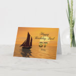 Cartão Dad, 87th Sunset yacht birthday card<br><div class="desc">Send birthday greetings with this beautiful card. A yacht sails into a golden sunset,  with your photo where the sun should be! A card for your special Dad.</div>