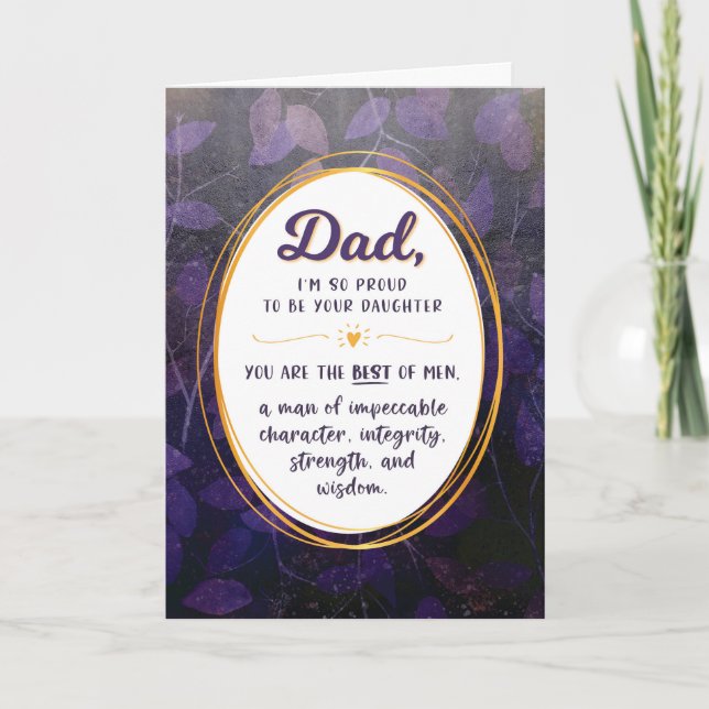 Cartão Dad Birthday, I'm Proud to be Your Daughter Card (Frente)