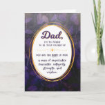 Cartão Dad Birthday, I'm Proud to be Your Daughter Card<br><div class="desc">Let your Dad know how much he means on his birthday with this unique card featuring the message, "Dad, I'm so proud to be your daughter. You are the BEST of men, a man of impeccable character, integrity, strength and wisdom." Design appears in white oval with gold frame on digitally...</div>