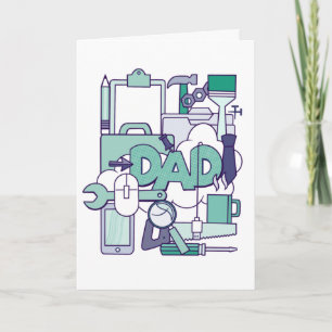Cartão Dad collage with tools tech coffee birthday