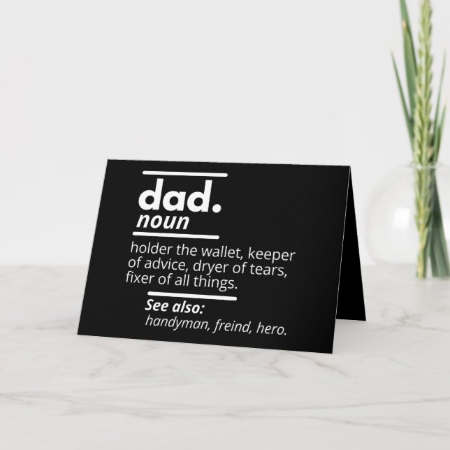 Cartão Dad Dictionary Definition - Funny Fathers Day Gift (Frente)