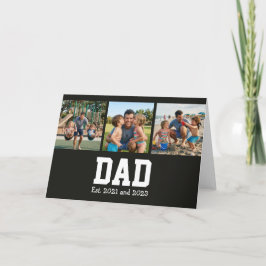 Cartão Dad Est. Bold Black Font 3 Photo Fathers Day Gift