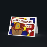 Cartão Dad - Happy Birthday Firefighter Hero!<br><div class="desc">Celebrate your family's hero with one of these fun unique cards that honors their service to your community and your relationship. Add a picture of your family hero in uniform to the inside for extra bit of personalization. : )</div>