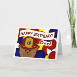 Cartão Dad - Happy Birthday Firefighter Hero!<br><div class="desc">Celebrate your family's hero with one of these fun unique cards that honors their service to your community and your relationship. Add a picture of your family hero in uniform to the inside for extra bit of personalization. : )</div>